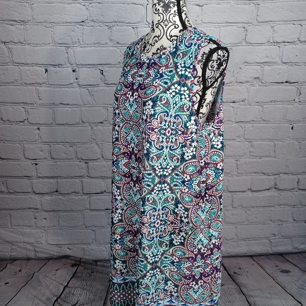 Apt 9 womens sleeveless stretch knit paisley print size large popover dress b11 - Picture 8 of 9